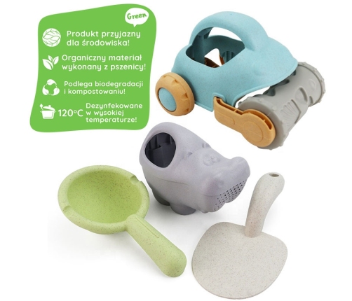 WOOPIE GREEN Zestaw do Piasku z Samochodzikiem 10 el. BIODEGRADOWALNY ORGANICZNY MATERIAŁ