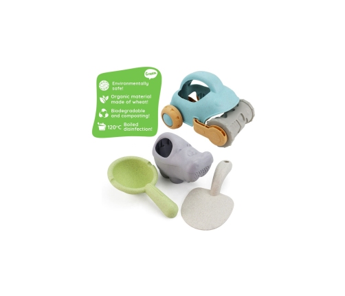 WOOPIE GREEN Zestaw do Piasku z Samochodzikiem 10 el. BIODEGRADOWALNY ORGANICZNY MATERIAŁ
