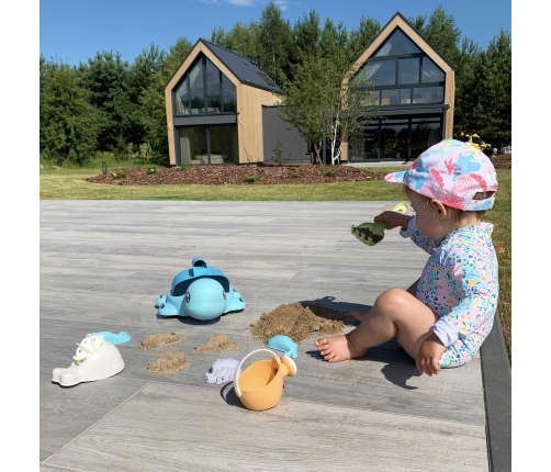 WOOPIE GREEN Zestaw 2w1 do Piasku i Wanny Żółwik Niebieski 8 el. BIODEGRADOWALNY ORGANICZNY MATERIAŁ