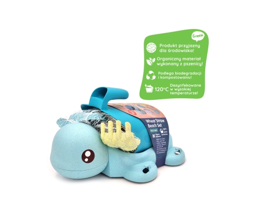 WOOPIE GREEN Zestaw 2w1 do Piasku i Wanny Żółwik Niebieski 8 el. BIODEGRADOWALNY ORGANICZNY MATERIAŁ