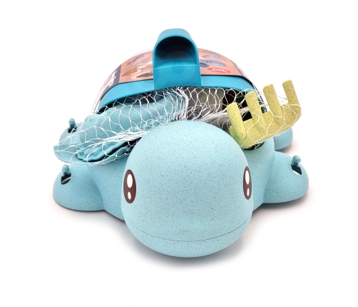 WOOPIE GREEN Zestaw 2w1 do Piasku i Wanny Żółwik Niebieski 8 el. BIODEGRADOWALNY ORGANICZNY MATERIAŁ