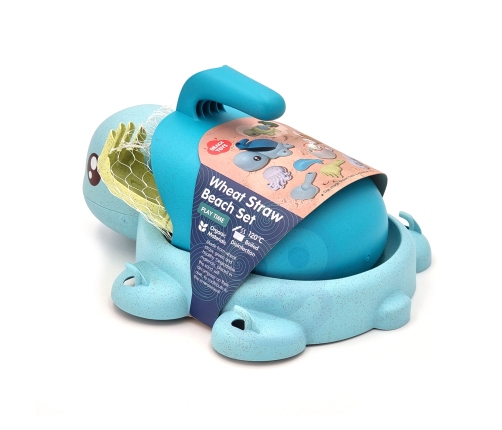 WOOPIE GREEN Zestaw 2w1 do Piasku i Wanny Żółwik Niebieski 8 el. BIODEGRADOWALNY ORGANICZNY MATERIAŁ