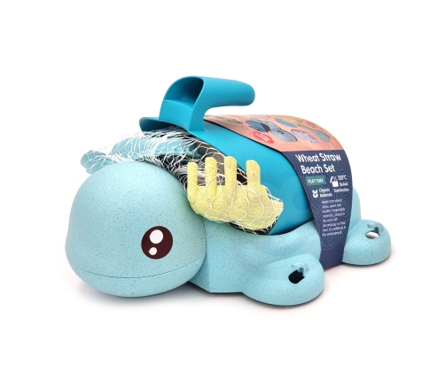 WOOPIE GREEN Zestaw 2w1 do Piasku i Wanny Żółwik Niebieski 8 el. BIODEGRADOWALNY ORGANICZNY MATERIAŁ