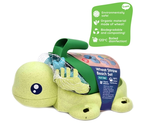 WOOPIE GREEN Zestaw 2w1 do Piasku i Wanny Żółwik 8 el. BIODEGRADOWALNY ORGANICZNY MATERIAŁ