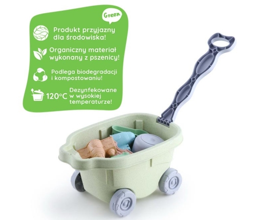 WOOPIE GREEN Zestaw do Piasku z Wózkiem 13 el. BIODEGRADOWALNY ORGANICZNY MATERIAŁ