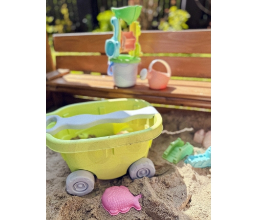 WOOPIE GREEN Zestaw do Piasku z Wózkiem 13 el. BIODEGRADOWALNY ORGANICZNY MATERIAŁ
