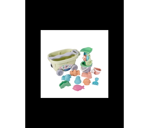 WOOPIE GREEN Zestaw do Piasku z Wózkiem 13 el. BIODEGRADOWALNY ORGANICZNY MATERIAŁ