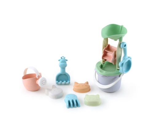 WOOPIE GREEN Zestaw do Piasku w Wiaderku z Kołowrotkiem 9 el. BIODEGRADOWALNY ORGANICZNY MATERIAŁ