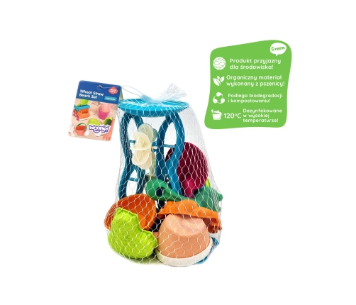 WOOPIE GREEN Zestaw do Piasku z Kołowrotkiem i Konewką 10 el. BIODEGRADOWALNY ORGANICZNY MATERIAŁ