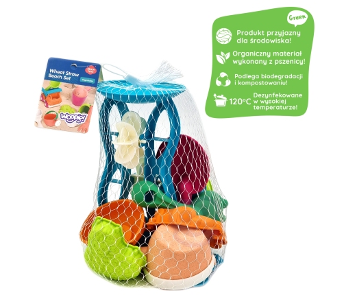 WOOPIE GREEN Zestaw do Piasku z Kołowrotkiem i Konewką 10 el. BIODEGRADOWALNY ORGANICZNY MATERIAŁ