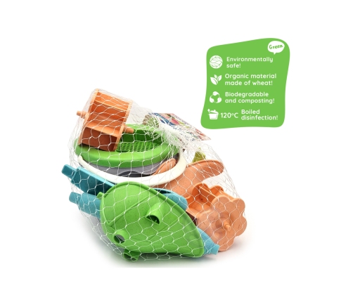 WOOPIE GREEN Zestaw z Wiaderkiem i Kołowrotkiem 4 el. BIODEGRADOWALNY ORGANICZNY MATERIAŁ