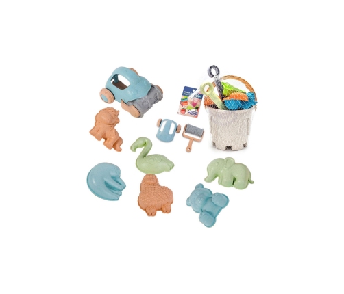 WOOPIE GREEN Zestaw do Piasku z Wiaderkiem i Samochodzikiem 10 el. BIODEGRADOWALNY ORGANICZNY MATERIAŁ