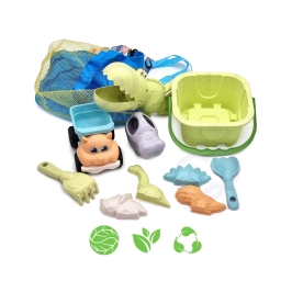 WOOPIE GREEN Zestaw do Piasku z Wiaderkiem i Łopatką Krokodyl w Plecaku 10 el. BIODEGRADOWALNY ORGANICZNY MATERIAŁ