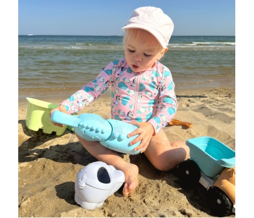 WOOPIE GREEN Zestaw do Piasku z Wiaderkiem i Łopatką Krokodyl w Plecaku 10 el. BIODEGRADOWALNY ORGANICZNY MATERIAŁ