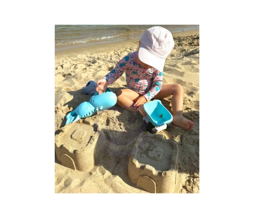 WOOPIE GREEN Zestaw do Piasku z Wiaderkiem i Łopatką Krokodyl w Plecaku 10 el. BIODEGRADOWALNY ORGANICZNY MATERIAŁ