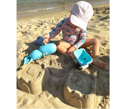 WOOPIE GREEN Zestaw do Piasku z Wiaderkiem i Łopatką Krokodyl w Plecaku 10 el. BIODEGRADOWALNY ORGANICZNY MATERIAŁ