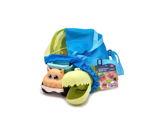 WOOPIE GREEN Zestaw do Piasku z Wiaderkiem i Łopatką Krokodyl w Plecaku 10 el. BIODEGRADOWALNY ORGANICZNY MATERIAŁ