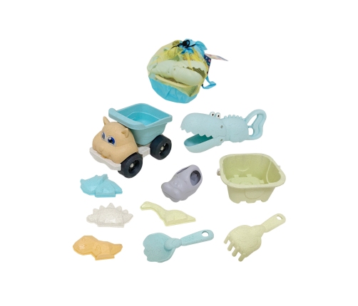 WOOPIE GREEN Zestaw do Piasku z Wiaderkiem i Łopatką Krokodyl w Plecaku 10 el. BIODEGRADOWALNY ORGANICZNY MATERIAŁ