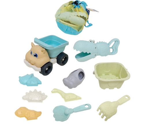 WOOPIE GREEN Zestaw do Piasku z Wiaderkiem i Łopatką Krokodyl w Plecaku 10 el. BIODEGRADOWALNY ORGANICZNY MATERIAŁ