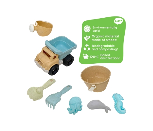 WOOPIE GREEN Zestaw do Piasku Wiaderko Wywrotka 8 el. BIODEGRADOWALNY ORGANICZNY MATERIAŁ
