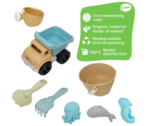 WOOPIE GREEN Zestaw do Piasku Wiaderko Wywrotka 8 el. BIODEGRADOWALNY ORGANICZNY MATERIAŁ