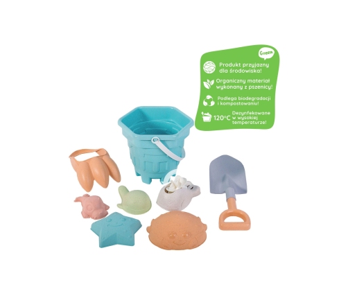 WOOPIE GREEN Zestaw do Piasku w Wiaderku 8 el. BIODEGRADOWALNY ORGANICZNY MATERIAŁ