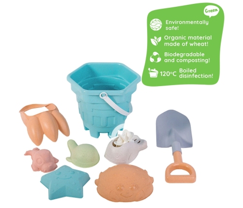 WOOPIE GREEN Zestaw do Piasku w Wiaderku 8 el. BIODEGRADOWALNY ORGANICZNY MATERIAŁ