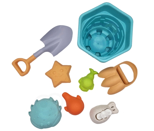 WOOPIE GREEN Zestaw do Piasku w Wiaderku 8 el. BIODEGRADOWALNY ORGANICZNY MATERIAŁ