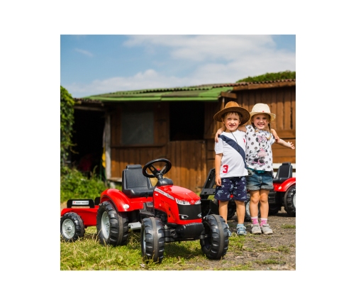 Трактор с педалями с ковшом и прицепом FALK Massey Ferguson Red