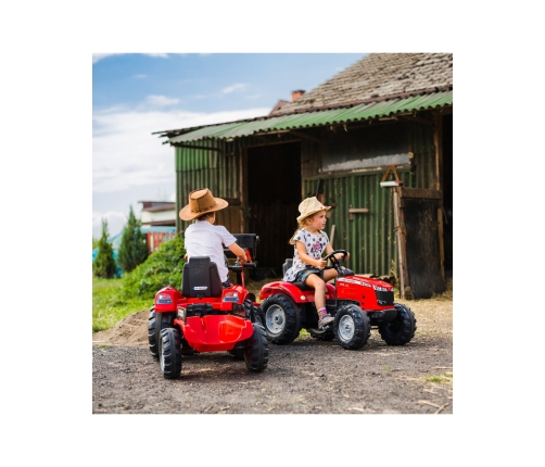 Трактор с педалями с ковшом и прицепом FALK Massey Ferguson Red