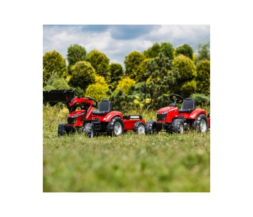 Трактор с педалями с ковшом и прицепом FALK Massey Ferguson Red