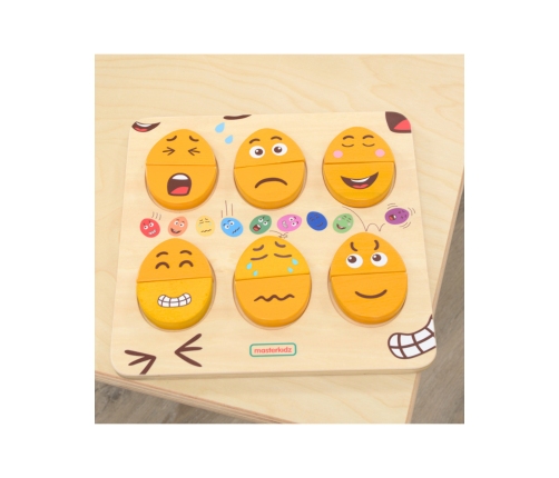 MASTERKIDZ Tablica do Nauki Emocji Drewniane Jajka jaki Humor? Montessori
