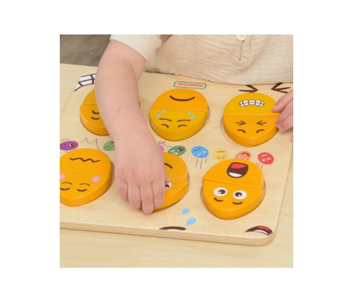 MASTERKIDZ Tablica do Nauki Emocji Drewniane Jajka jaki Humor? Montessori