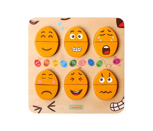 MASTERKIDZ Tablica do Nauki Emocji Drewniane Jajka jaki Humor? Montessori