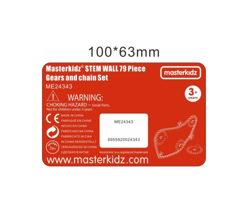 MASTERKIDZ Tablica Ścienna Koła Zębate i Łańcuch 79 El. Zbuduj własny mechanizm