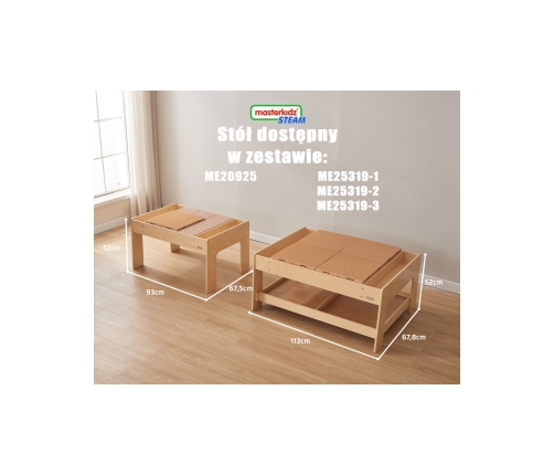 MASTERKIDZ Drewniany Stół Edukacyjny +AKCESORIA STEM WALL