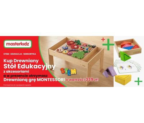 MASTERKIDZ Drewniany Stół Edukacyjny +AKCESORIA STEM WALL