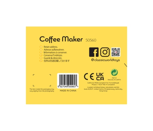 CLASSIC WORLD Drewniany Ekspres do Kawy Zestaw dla Dzieci 7 el.