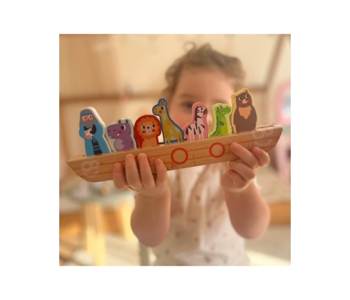 Tooky Toy Drewniana Arka Noego + Książeczka z Zagadkami