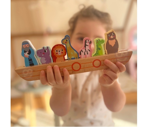 Tooky Toy Drewniana Arka Noego + Książeczka z Zagadkami