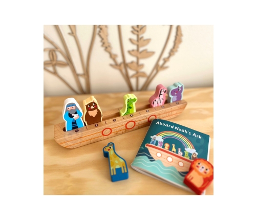 Tooky Toy Drewniana Arka Noego + Książeczka z Zagadkami