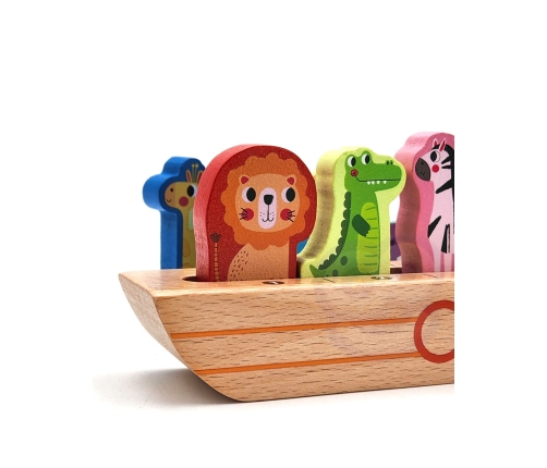 Tooky Toy Drewniana Arka Noego + Książeczka z Zagadkami