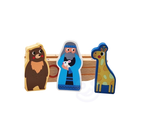 Tooky Toy Drewniana Arka Noego + Książeczka z Zagadkami