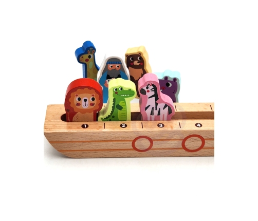 Tooky Toy Drewniana Arka Noego + Książeczka z Zagadkami