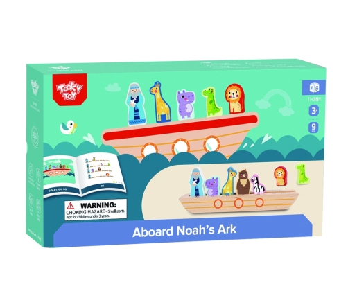 Tooky Toy Drewniana Arka Noego + Książeczka z Zagadkami