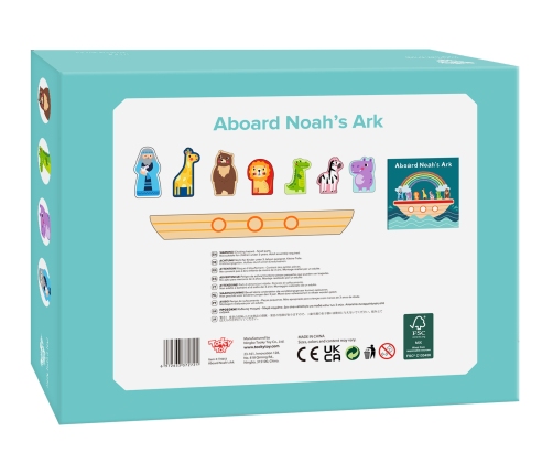 Tooky Toy Drewniana Arka Noego + Książeczka z Zagadkami