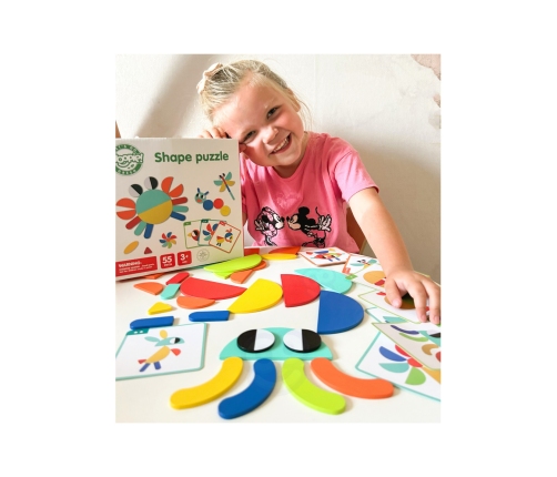 WOOPIE GREEN Drewniana Układanka Montessori 40 Wzorów do Odtworzenia 55 el. Certyfikat FSC