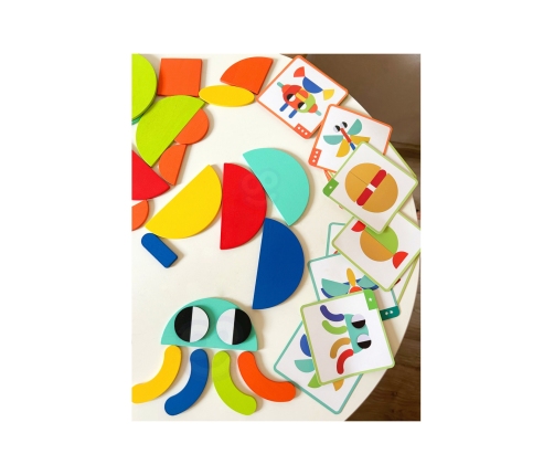 WOOPIE GREEN Drewniana Układanka Montessori 40 Wzorów do Odtworzenia 55 el. Certyfikat FSC