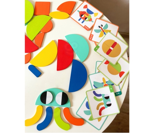 WOOPIE GREEN Drewniana Układanka Montessori 40 Wzorów do Odtworzenia 55 el. Certyfikat FSC