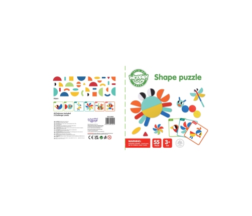 WOOPIE GREEN Drewniana Układanka Montessori 40 Wzorów do Odtworzenia 55 el. Certyfikat FSC